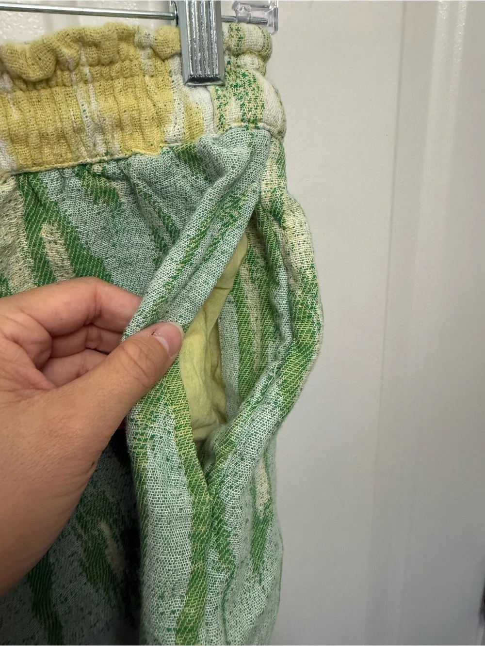 Aerie Green Jacquard High Waisted Cotton Shorts Size Medium Comfy Loungewear
